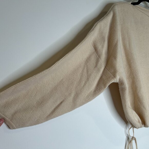 Cream Sweater - Off the shoulder, oversize sleeve with tie waist - Elan Medium - Picture 5 of 5